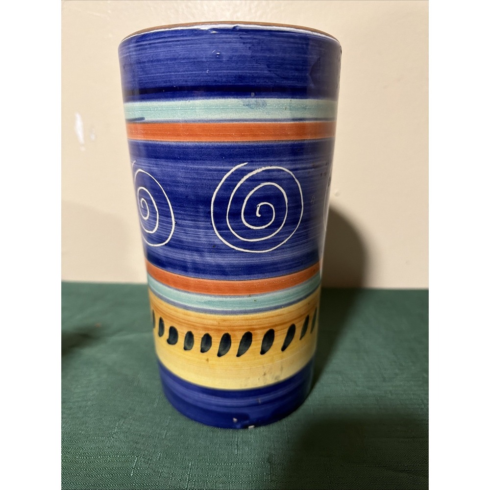 Pier 1 Utensil Holder/Wine‎ Cooler  Italian Swirl Terracotta 8.5"T